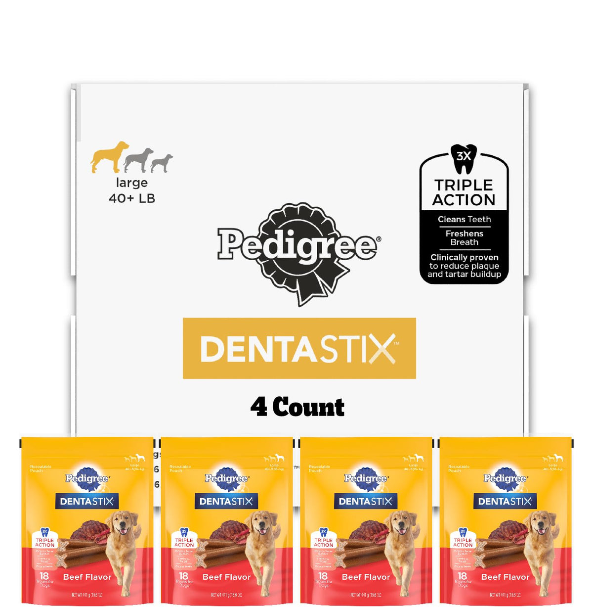 PEDIGREE DENTASTIX Large Dog Dental Treats Beef Flavor Dental Bones 62.4 oz. Multipack (72 Treats)