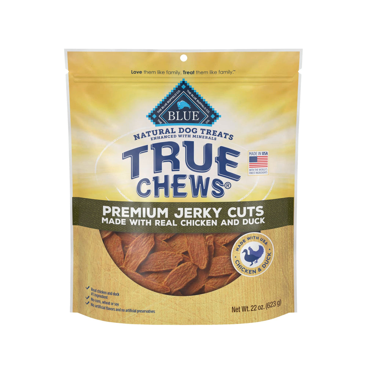 Blue Buffalo True Chews Premium Jerky Cuts Natural Dog Treats Duck 22 oz bag