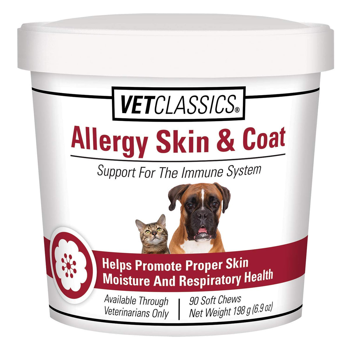 Vet Classics Allergy Skin & Coat Support Pet Supplement for Dogs & Cats – Pet Health Supplement for Cat Skin Moisture Dog Allergies Pet Respiratory Health– Includes Antioxidants – Soft Chews 90 Ct.