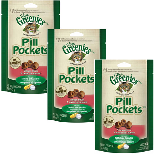 Greenies Pill Pockets Salmon Treats For Cat 1.6 oz Pack of 3