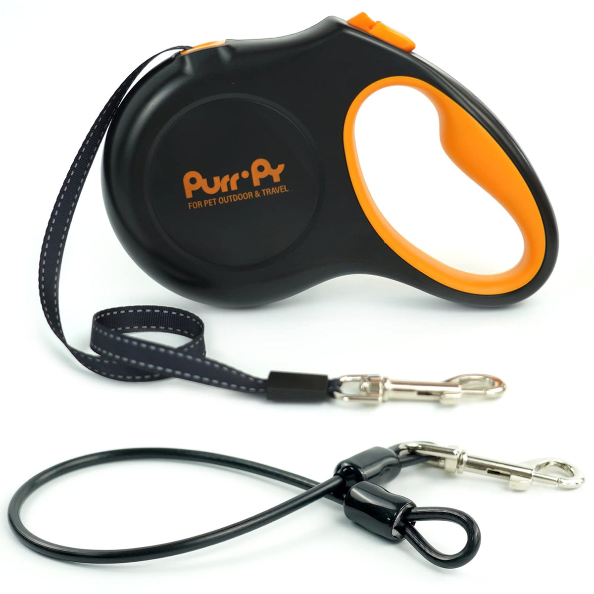 Purrpy Retractable Dog Leash 16 Ft Dog Walking Leash for Small Medium Dogs Up to 50lbs 360°Tangle Free Reflective Nylon Tape with Anti-Slip Handle
