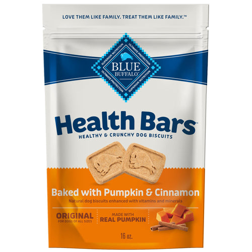 Blue Buffalo Health Bars Crunchy Dog Biscuits Oven-Baked With Natural Ingredients Pumpkin & Cinnamon 16-oz Bag