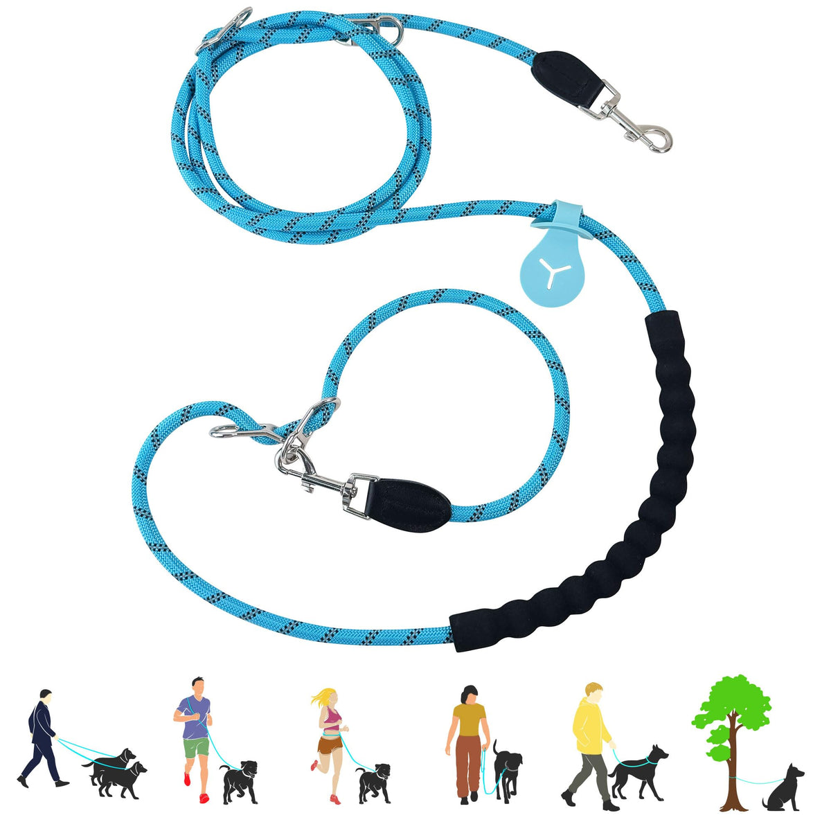 Hands Free Dog Leash 10FT Adjustable Waist Leash for Walking Reflective Nylon Heavy Duty 1/2 Inch Tangle Free No Pull for Large Medium Dogs Running Hiking Blue
