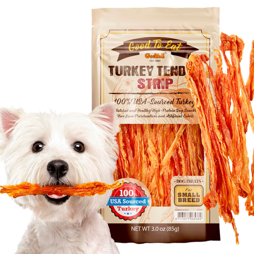 Gootoe Turkey Tendon Dog Treats – 100% USA-Sourced Natural Snack Premium Training Chews Hypoallergenic Reseal Value Bags Size for Small Dogs Strip (Small) 3oz/Pack