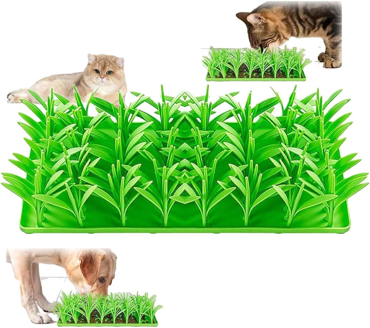 1PCS Grass Mat for Cats，Silicone Grass Mat for Cats Pet Snuffle MatInteractive Game Puzzle Toys，Cat Grass Mat Food ToyCat Grass Mat，Cat Grass Mat for Indoor Cats Silicone. (1)