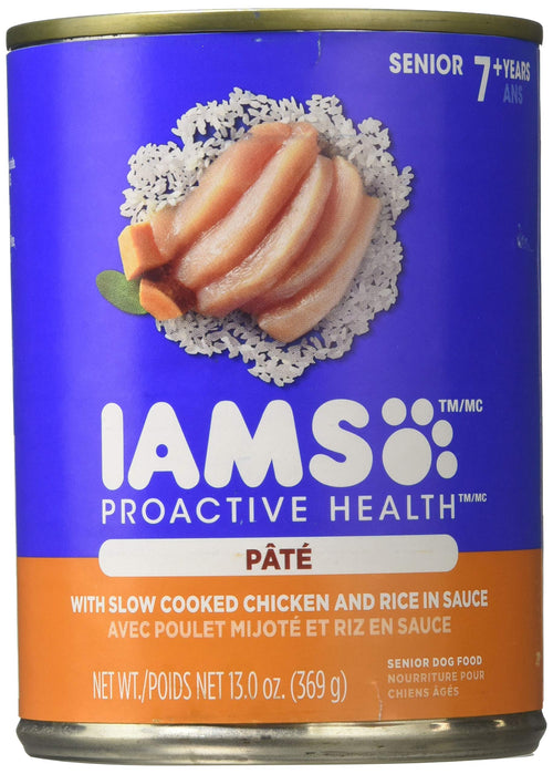 Iams Proactive Health Senior with Slow Cooked Chicken and Rice Pate 13 Ounce (Pack of 12) - Packaging May Vary