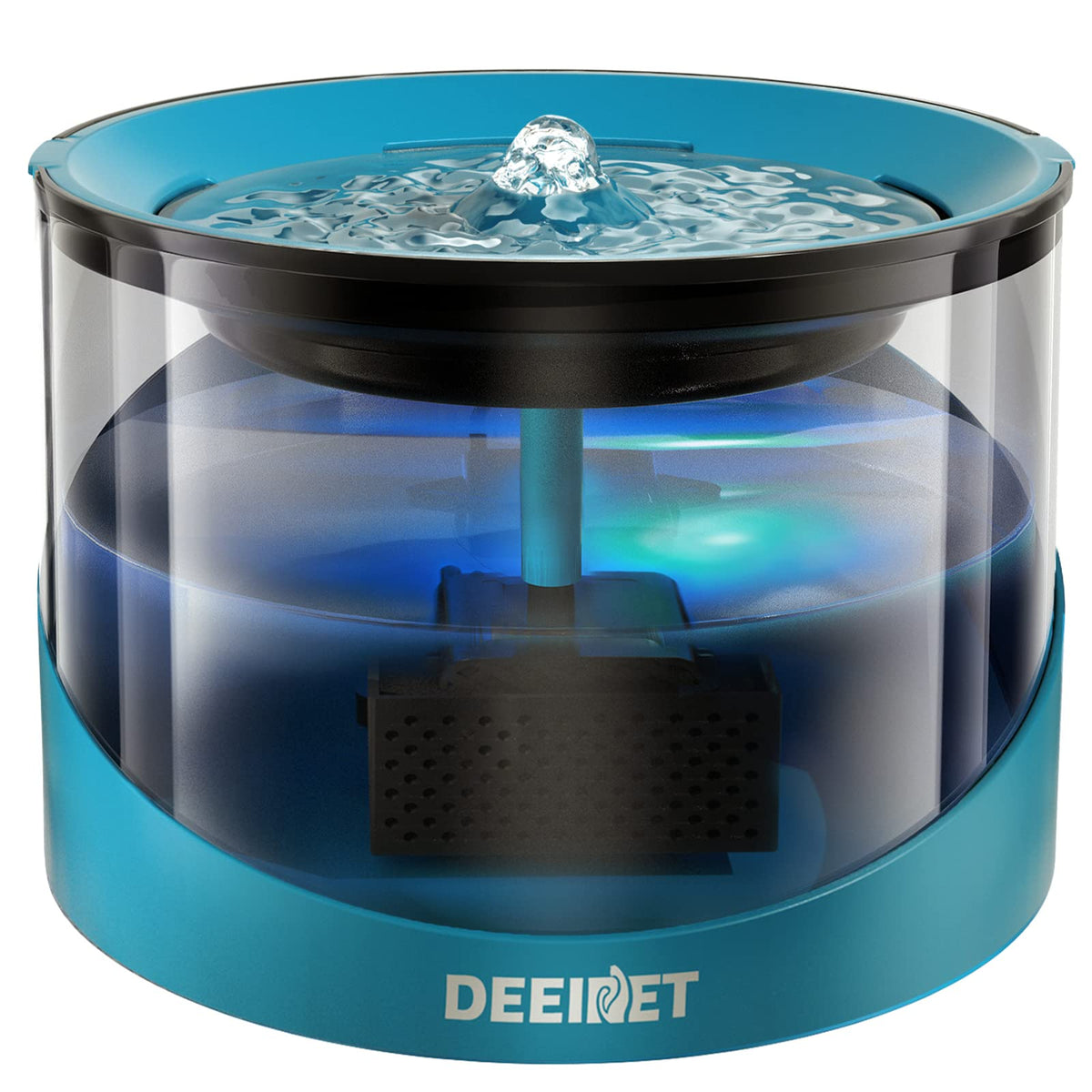 DEEIPET Cat Water Fountain 74oz/2.2L Ultra Quiet Automatic Water Dispenser for Cats Dogs with Colorful LED Indicator Water Bowl for Pets with Filter