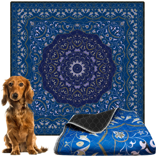 72 x72 - Washable Pee Pads for Dogs Reusable Puppy Pads Super Absorbent Leakproof Dog Training Pads Non-Slip Potty Pads for Floor Crate Couch Oriental Persian Rug Print (72 x 72 Blue)