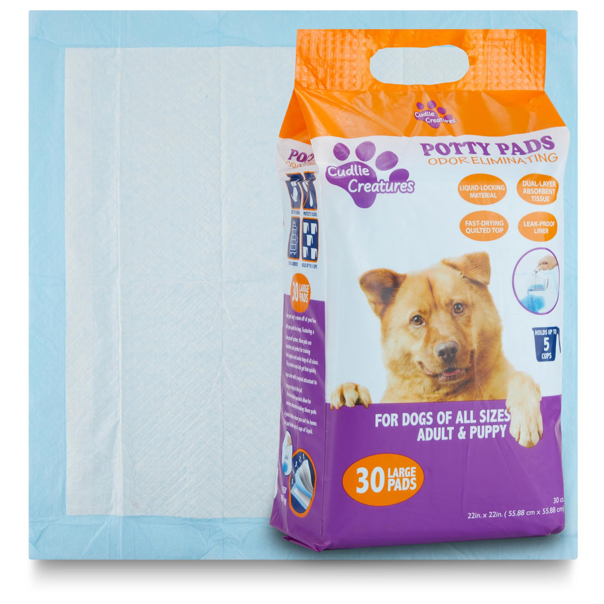 Cudlie Training Pads for Dogs 30 Count 22"x22"| Puppy Pee Pads for Dogs | Absorbent Dog & Puppy Supplies for Dog Training and House Training