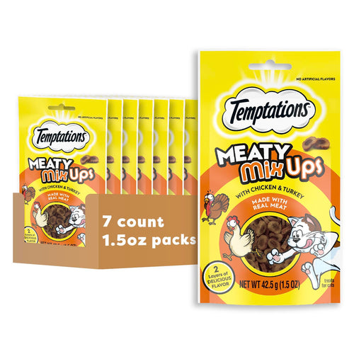 Temptations Meaty MixUps with Chicken & Turkey Savory Cat Treats 1.5 Oz (Pack of 7)