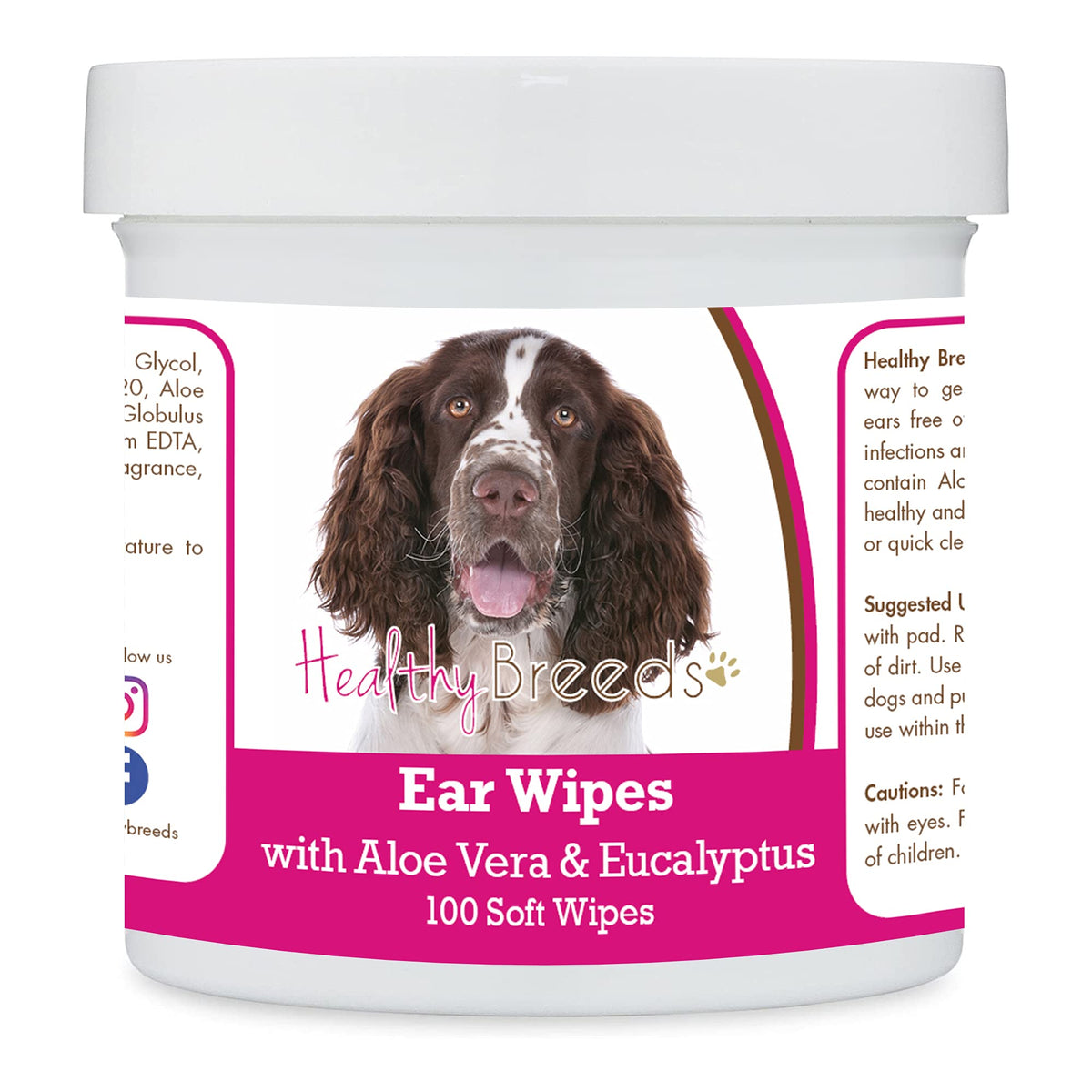 Healthy Breeds English Springer Spaniel Ear Cleaning Wipes with Aloe & Eucalyptus for Dogs 100 Count