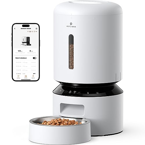 PETLIBRO Automatic Cat Feeder 5G WiFi Automatic Dog Feeder with Freshness Preservation 5L Timed Cat Feeder with Low Food Sensor Up to 10 Meals Per Day Granary Pet Feeder for Cats White