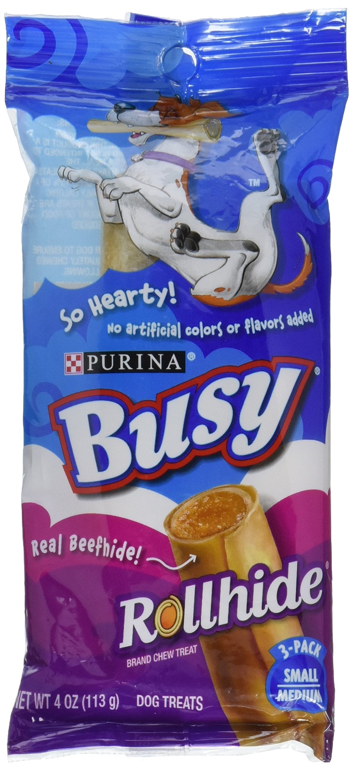 Purina Busy Rollhide Beef Small/Medium 4 Ounce 3 ct (Pack of 1)