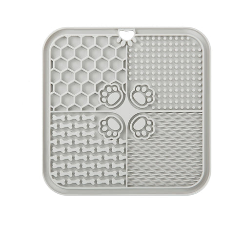 Dog Lick Mat Dog Slow Feeder Non-Slip Design Lick Mat for Dogs and Cats Boredom and Anxiety ReducerSuitable for Treats Yogurt Peanut Butter (1Pack Grey)