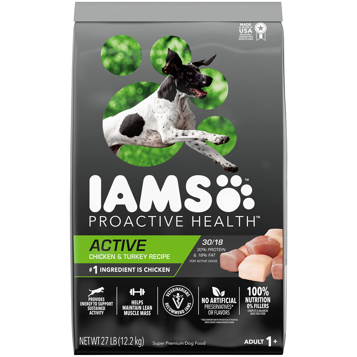 Iams Proactive Health Adult Active Dry Dog Food with Chicken and Turkey 27 lb. Bag