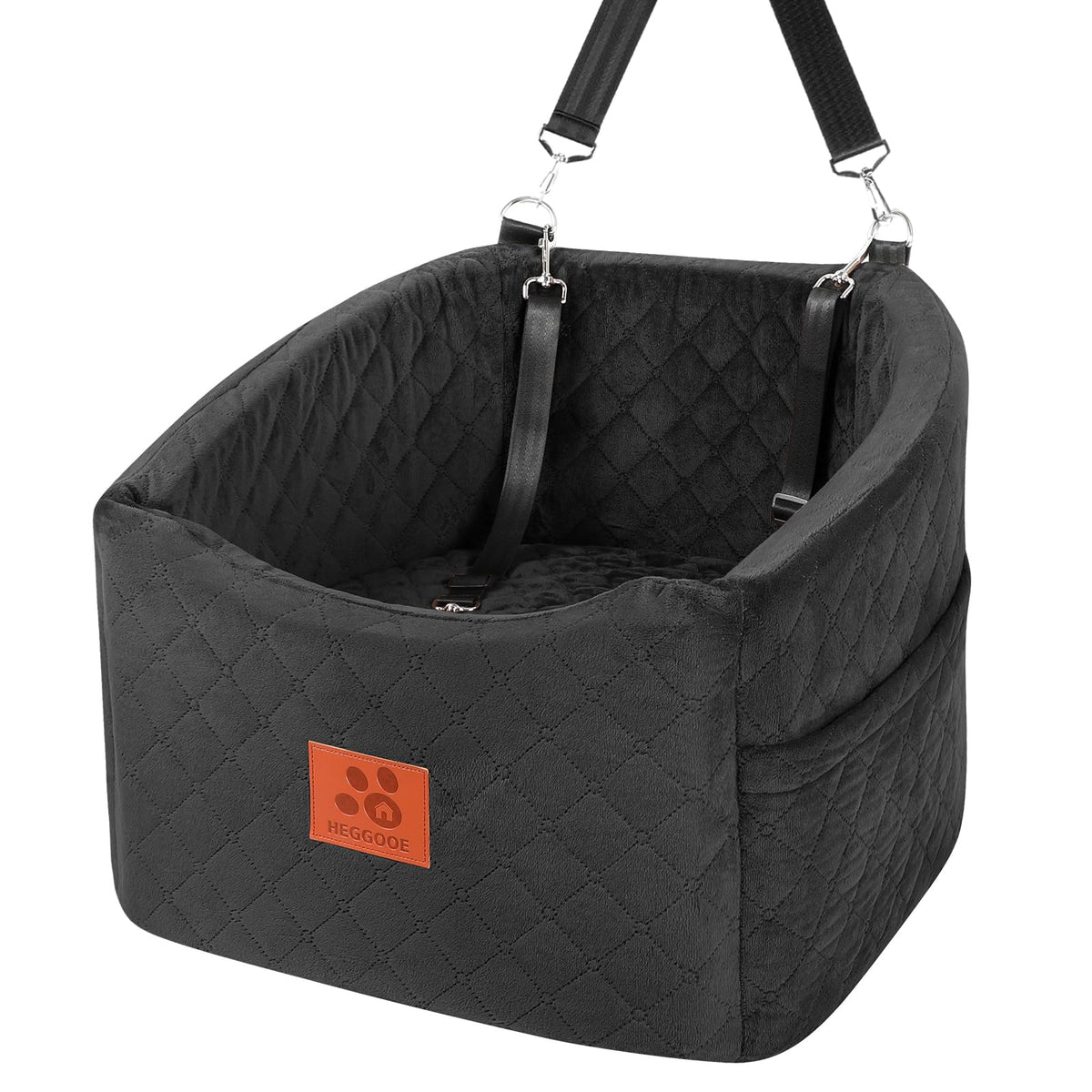 Dog Car Seat for Small Medium Dogs Memory Foam Booster Car Seat for Dogs up to 35 lbs Elevated Pet Car Seat Travel Safety Car Seat with Washable Removable Cover and Storage Pockets(Black)