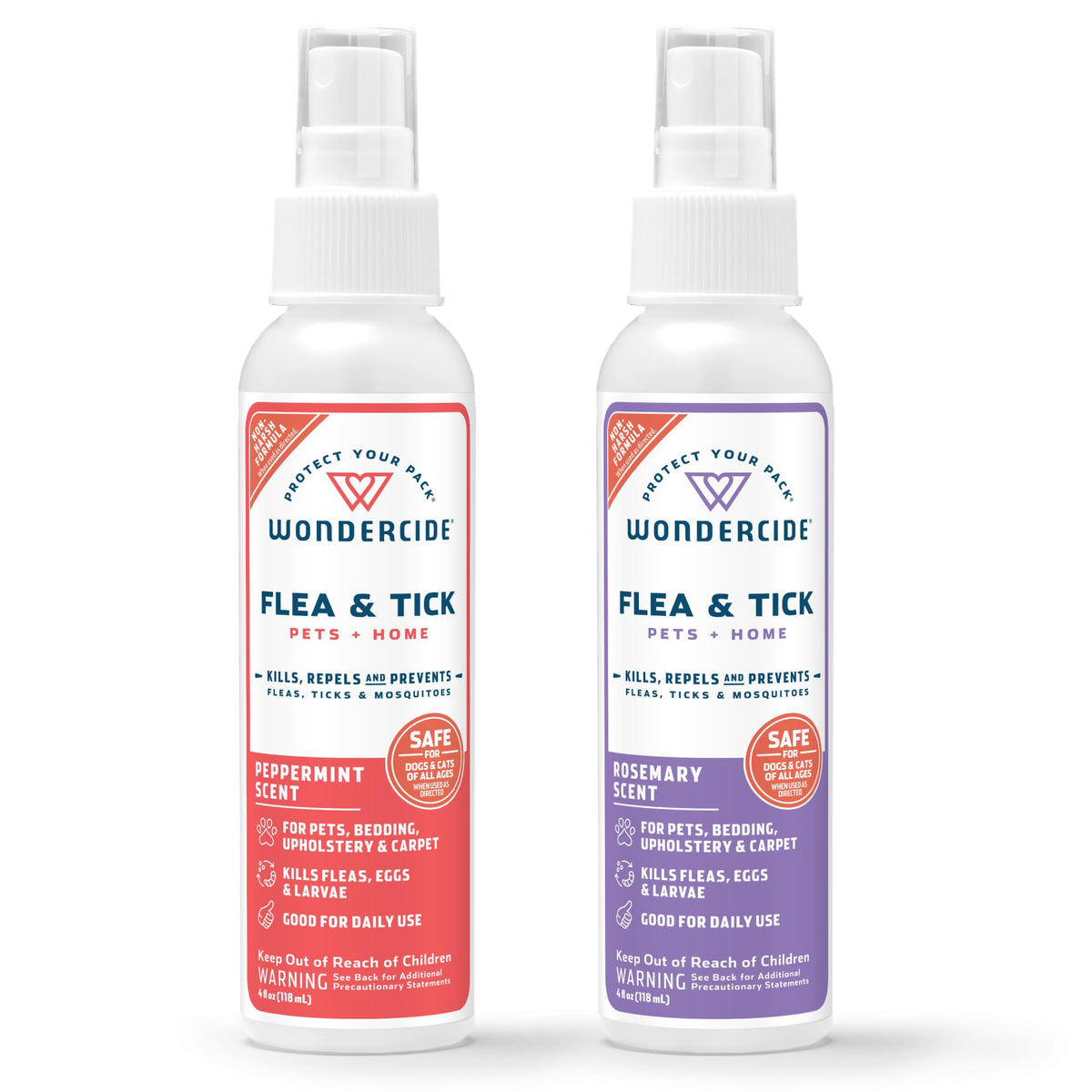 Wondercide - Flea Tick Spray for Dogs Cats and Home - with Natural Essential Oils - 4 oz - Peppermint & Rosemary 2-Pack