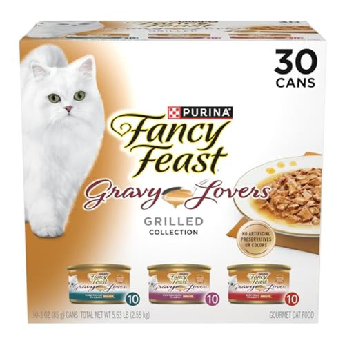 Fancy Feast Purina Gravy Collection Variety Pack Cat Food - Lovers Poultry & Beef - 3 oz 30 Case