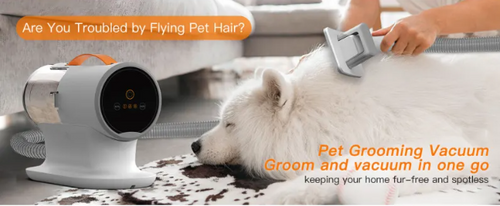 Pet Multifunctional Pet Grooming Vacuum Cleaner & Hair Trimmer (White, Multiple Plug Types)