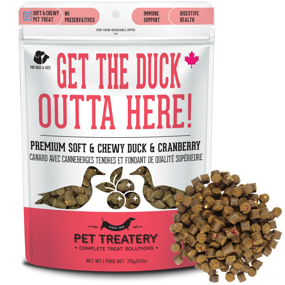 The Granville Island Pet Treatery Soft & Chewy Cranberry & Duck Treats for Dogs & Cats (6.17 oz Pack of 1) - Duck Dog Treats & Cat Treats - Natural Dog Treats Grain Free
