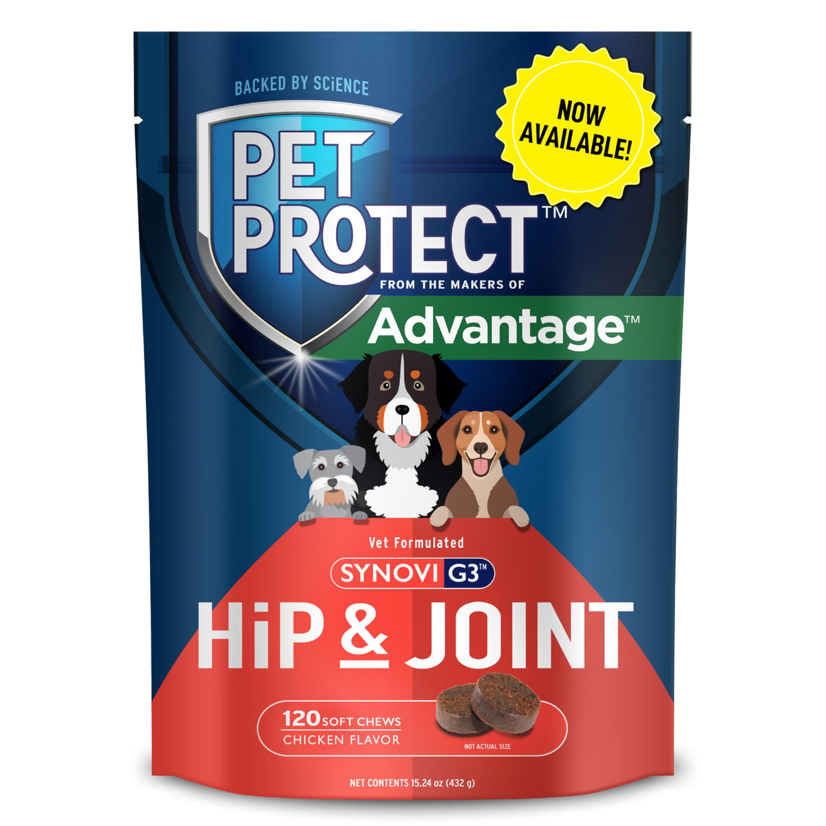 Pet Protect from The Makers of Advantage Vet-Formulated Hip & Joint Supplement for Dogs | 120 Chews
