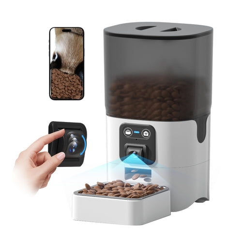 Automatic Cat Feeder with Manual Camera:2.4G WiFi Auto Pet Feeder with VideoAutomatic Cat Food Dispenser with Two-Way AudioDetachable for Easy Clean1-10 Meals Per Day for Small Dog - 6L/25 Cup
