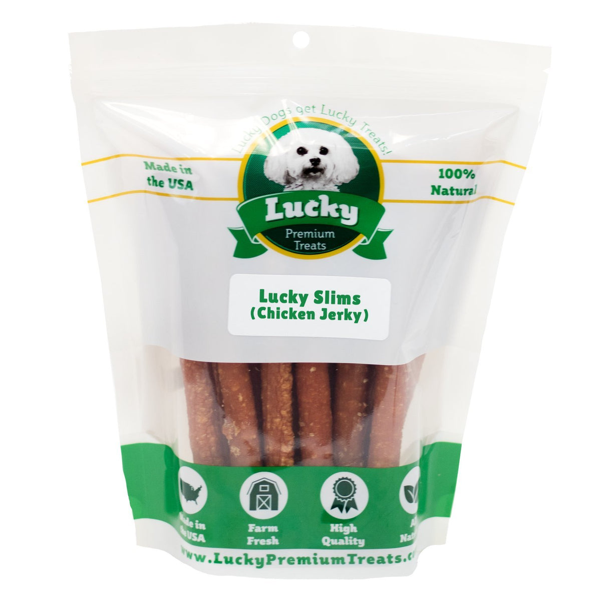 Lucky Premium Treats Lucky Slims - Long Apple and Chicken Jerky Dog Treats Crunchy Dog Chew Sticks with Real Chicken and Apple for Small to Large Dogs (5 Count)