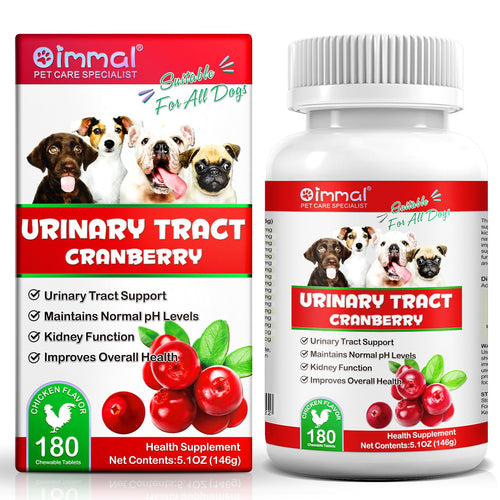 Cranberry for Dogs 180P Cranberry Urinary Tablets for Dogs - Supports Bladder Infection Urinary Tract Bladder Stone & Dog UTI Pet Supplement Treats for Dogs Chicken Flavor - 180P Chewable Tablets