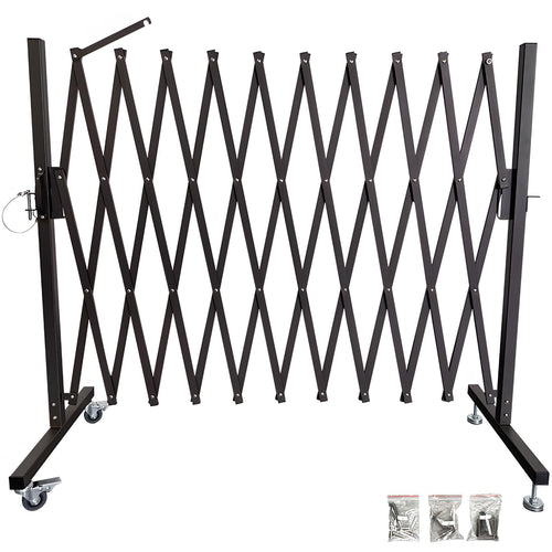 HomiShare Aluminum Expandable Garden Fence 106.3"x17.7"x40.6" Aluminum Barricade Gate Mobile Folding Safety Barricade with Casters Flexible Pet Fence Gate Portable Barricade Gate Traffic Fence