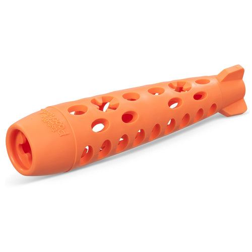 Messy Mutts Totally Pooched Stuffn Chew Rocket Stick | Orange | 10" x 2.5" Fillable Dog Toy | Interactive Treat Holding TPR Toy for Dog