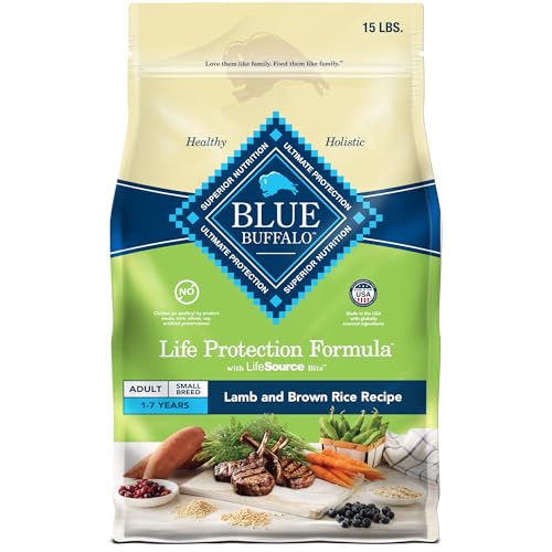 Blue Buffalo Life Protection Formula Adult Small Breed Dry Dog Food Supports High Energy Needs Made with Natural Ingredients Lamb & Brown Rice Recipe 15-lb Bag