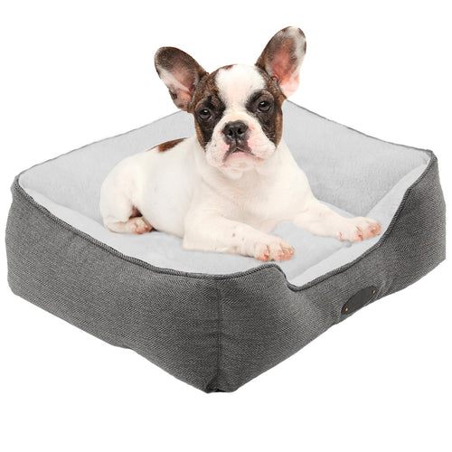 DEBANG HOME Dog Bed for Small Dogs Breeds Soft Kennel BedDeluxe Plush Dog Crate Beds Comfy Durable Pet Sleeping Bed Washable Rectangular Dog Bed & Non-Slip Bottom Size (24"X21" Grey)