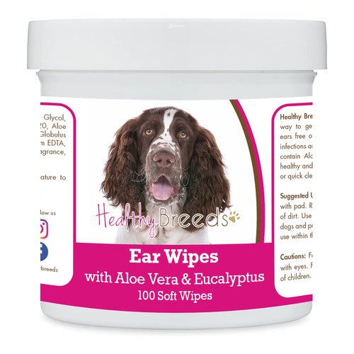 Healthy Breeds English Springer Spaniel Ear Cleaning Wipes with Aloe & Eucalyptus for Dogs 100 Count