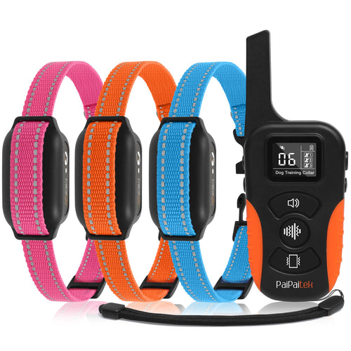 PaiPaitek Vibrating Collar No Shock for 3 Dogs Training 3300ft Dog Training Collars with Vibration(1-9) Beep(1-9) Security Lock Waterproof & Rechargeable Buzz Collar for Dogs 5-120 lbs - No Prongs