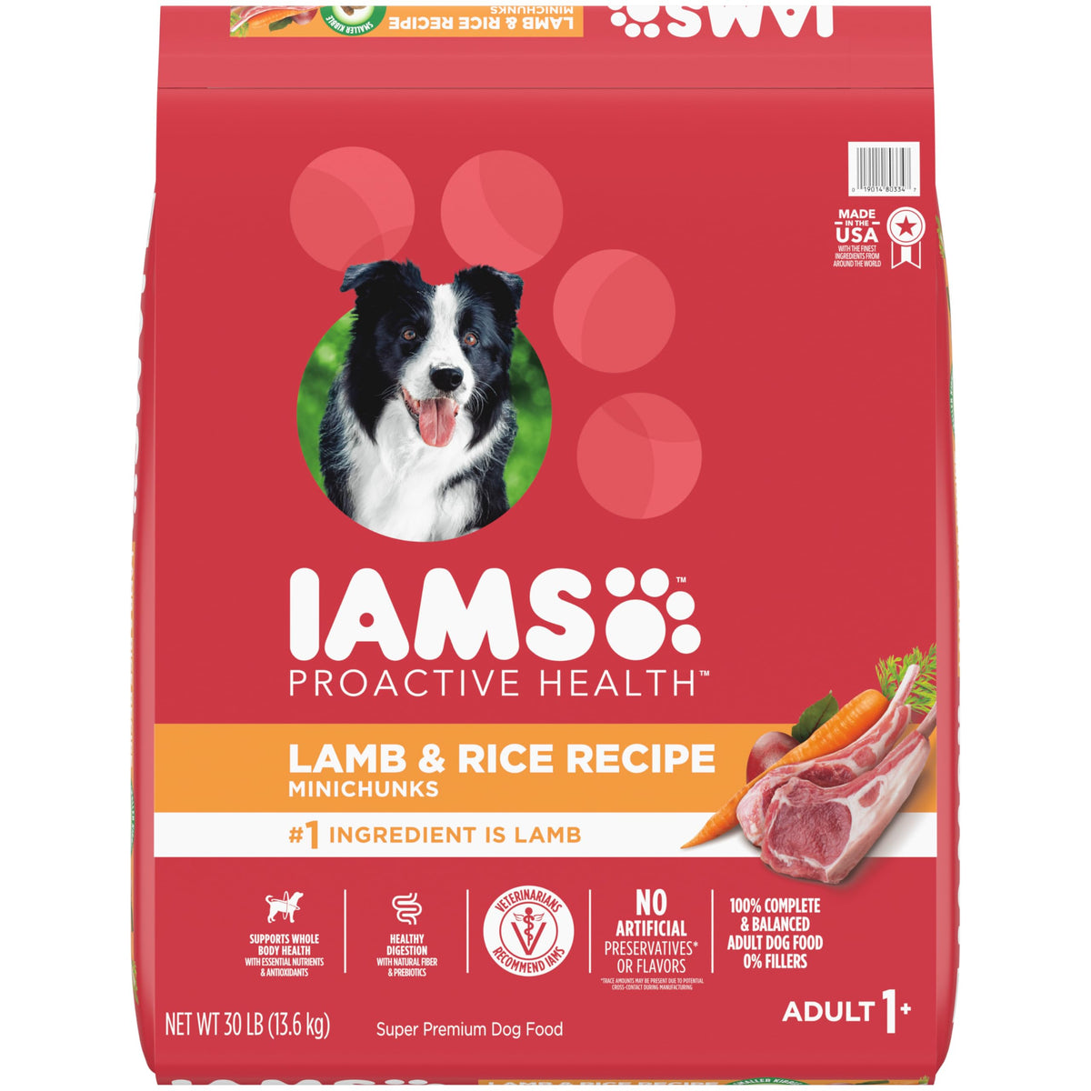 IAMS Minichunks Adult Dry Dog Food Lamb & Rice Recipe Dog Kibble 30 lb. Bag