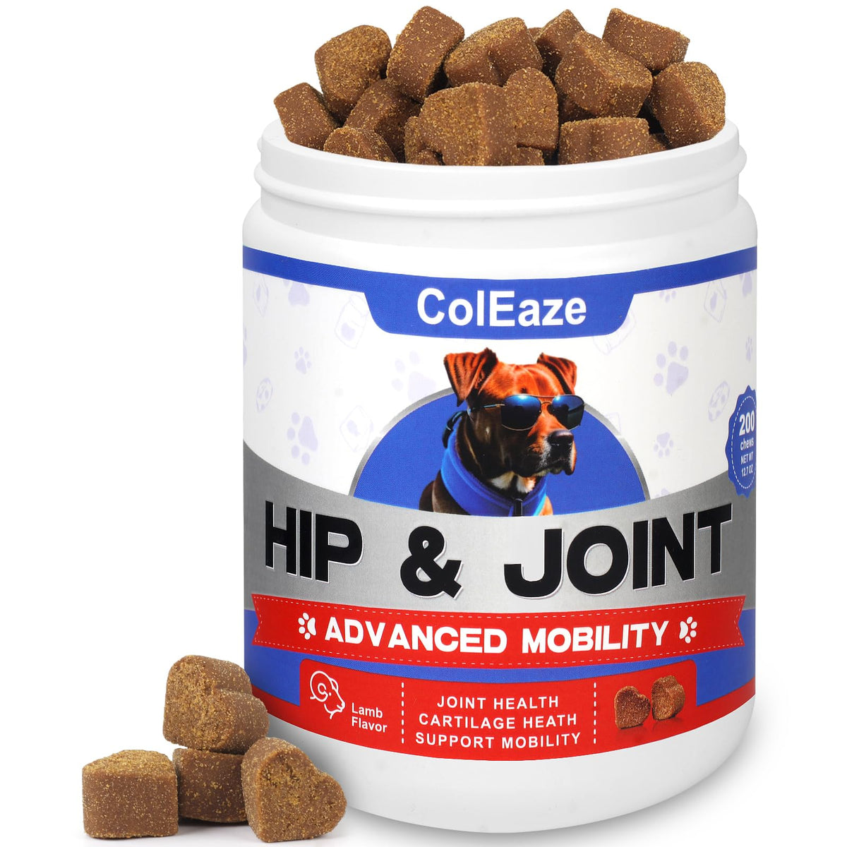 ColEaze Glucosamine for Dogs 200 Count Joint Supplement for Dogs with Glucosamine Chondroitin - MSM - Turmeric - Hip & Joint Care - Lamb Flavor
