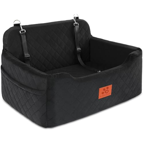 GL GLENSLAVE Dog Car Seat for Medium/Large DogsDog Booster Seat for Dog Under 50lbs or 2 Small Dogs Detachable and Washable Pet Car SeatMulti-Functional Travel Dog Bed & Dog Sofa(Black)