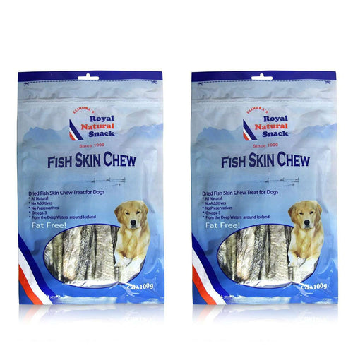 Elinora’s Cod Skins for Dogs - Dehydrated Dog Treats - Single Ingredient Fish Skin Dog Treats - Icelandic Dried Dog Fish Treats - 2 Pack