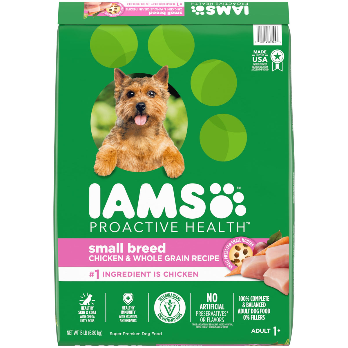 IAMS Small & Toy Breed Adult Dry Dog Food for Small Dogs with Real Chicken 15 lb. Bag