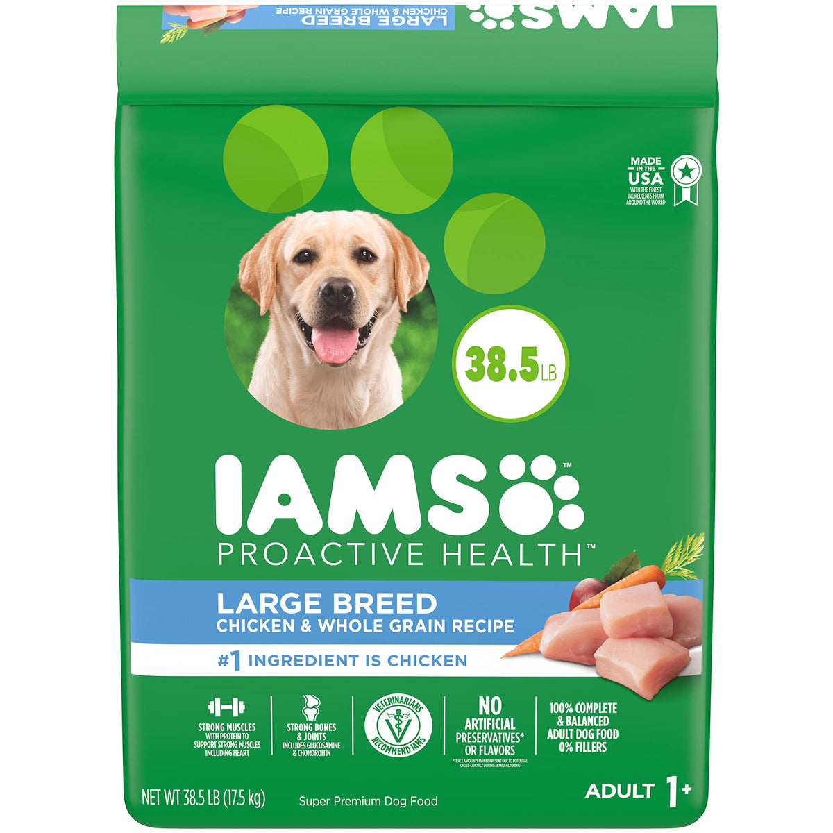 IAMS Adult High Protein Large Breed Dry Dog Food with Real Chicken 38.5 lb. Bag