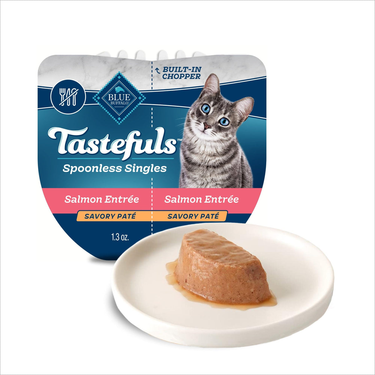 Blue Buffalo Blue Tastefuls Spoonless Singles Salmon Entree Adult Pate Wet Cat Food 2.6 oz. Case of 10