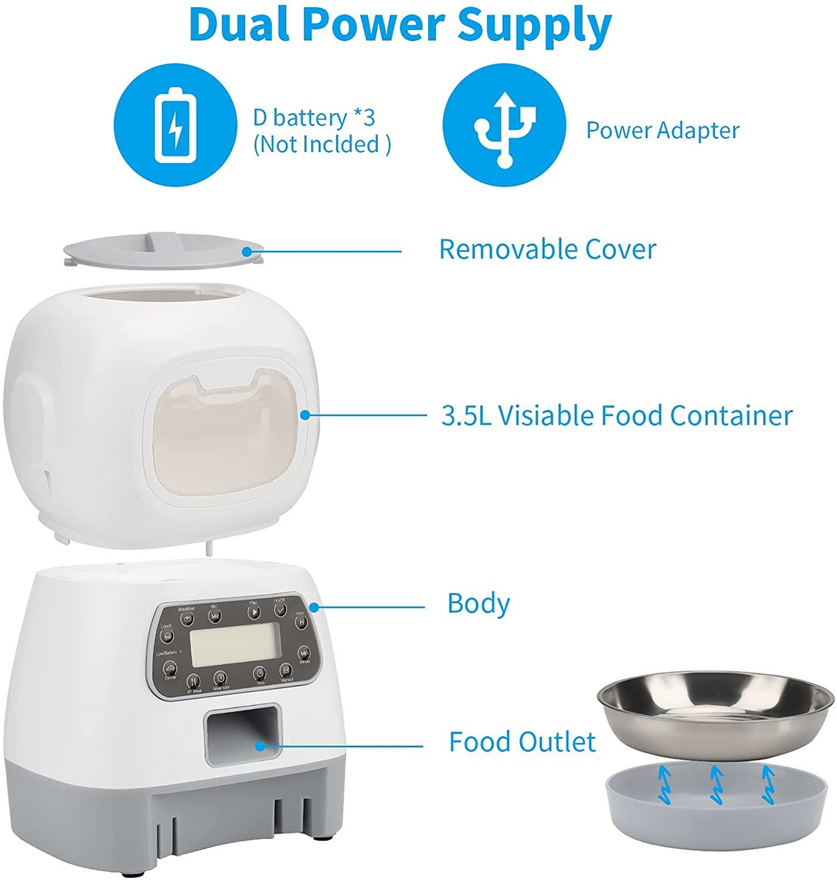 Smart Pet Automatic Feeder with Manual and Scheduled Feeding Options