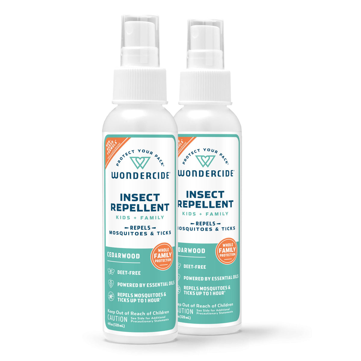 Wondercide - Mosquito Tick and Insect Repellent with Natural Essential Oils - DEET-Free Bug Spray and Killer - Safe for Family - Cedarwood 2-Pack of 4 oz Bottle