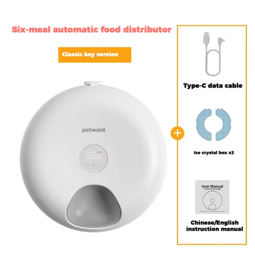 Smart WiFi 6-Meal Automatic Cat & Dog Feeder with App Control and Ice Packs
