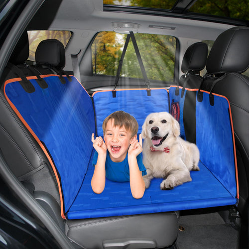Back Seat Extender for Dogs Dog Car Seat Cover with Mesh Window & Storage Pocket Waterproof Dog Seat Cover for Back Seat Pet Backseat Cover for Car SUV Truck Dog Hammock for Car Dark Cyan