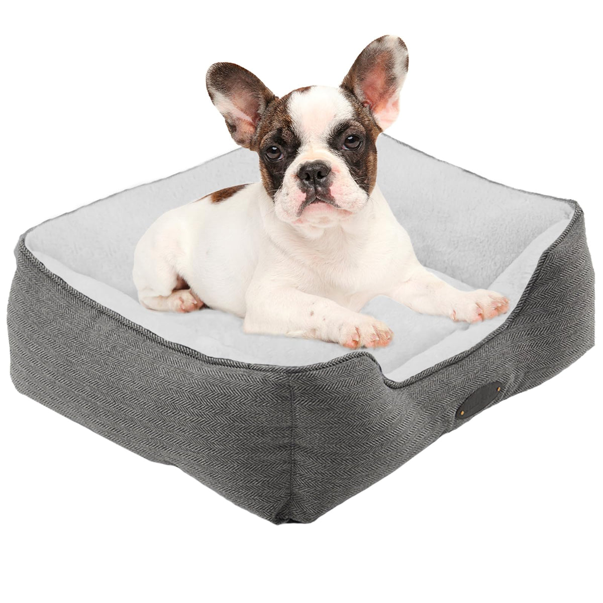 DEBANG HOME Dog Bed for Small Dogs Breeds Soft Kennel BedDeluxe Plush Dog Crate Beds Comfy Durable Pet Sleeping Bed Washable Rectangular Dog Bed & Non-Slip Bottom Size (24"X21" Grey)