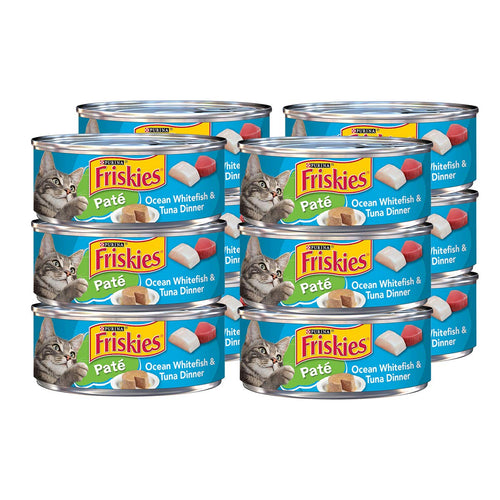 Friskies Purina Pate Wet Cat Food Ocean Whitefish Tuna 5.5 OZ Cans (12-Count)