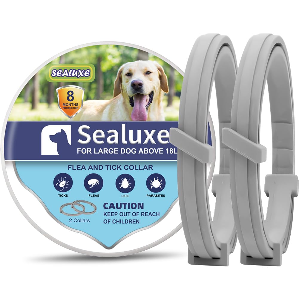 JOBUIZ Flea Collar for Dogs Flea and Tick Collar for Dogs 8-Month Long Lasting Protection for Large Dogs Safe Natural Ingredients Flea Prevention for Dogs Dog Flea & Tick Control (2 Collars)