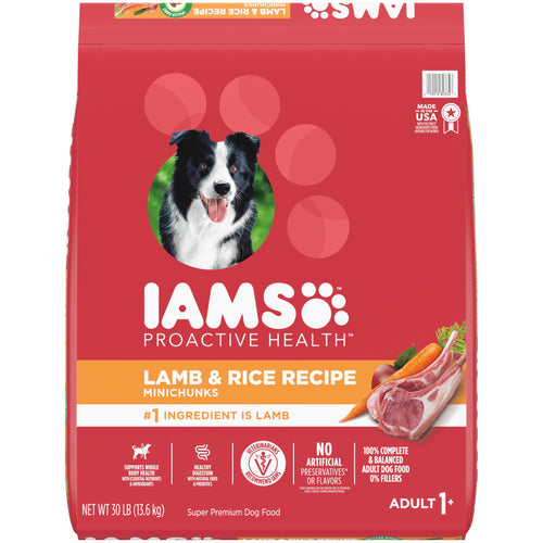 IAMS Minichunks Adult Dry Dog Food Lamb & Rice Recipe Dog Kibble 30 lb. Bag